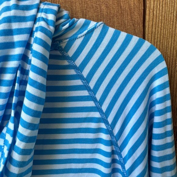 NEW GAP FIT Black/White/Blue Stripe Long Sleeve Stretch Hoodies Women's X-Large - Picture 15 of 16